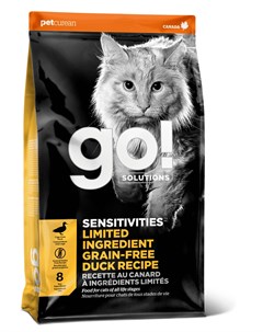 Корм беззерновой для котят и кошек с чувствительным пищеварением со свежей уткой 3 63 кг Go! solutions
