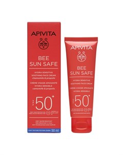 Солнцезащитный успокаивающий крем для чувствительной кожи лица SPF50 50 мл Bee Sun Safe Apivita