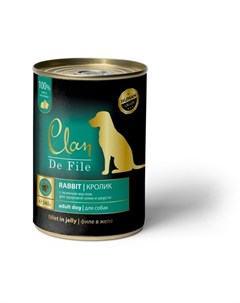 Кролик в желе с экстрактом Юкки и льняное масло для взрослых собак всех пород 340 гр Clan de file