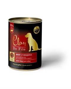 Говядина в желе с экстрактом Юкки и льняным маслом для взрослых собак всех пород 340 гр Clan de file