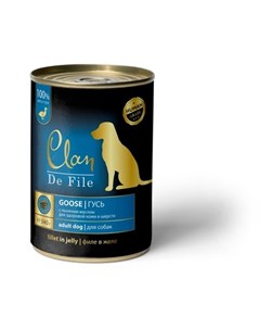 Гусь в желе с экстрактном Юкки и льняное масло для взрослых собак всех пород 340 гр Clan de file