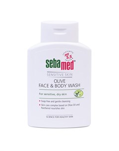 Гель для лица и тела очищающий оливковый Olive Face Body Wash 200 мл Sensitive Skin Sebamed