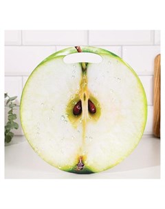 Доска разделочная круглая кухонная Яблоко в разрезе Дарим красиво