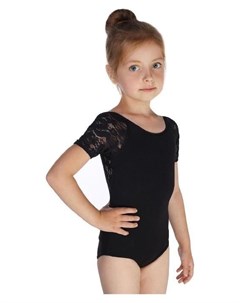 Купальник гимнастический кружево 3 короткий рукав размер 36 цвет чёрный Grace dance