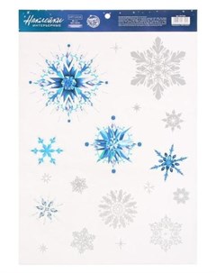 Наклейка виниловая Волшебные снежинки с блестящей пластизолью 29 7 х 42 см Арт узор