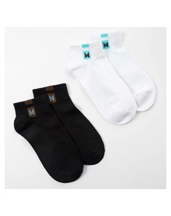 Набор детских носков 2 пары Однотонные 22 24 см чёрн белый Minaku