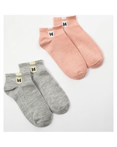 Набор детских носков 2 пары Однотонные 22 24 см розов серый Minaku