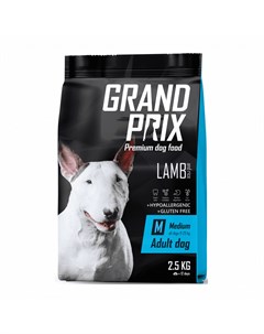 Корм полнорационный сбалансированный для взрослых собак средних пород с ягненком и рисом 2 5 кг Grand prix