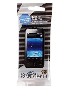 Салфетки влажные для мобильных телефонов Opticlean 15 шт Opti clean