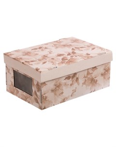 Складная коробка с PVC окошком Нежные краски 34 23 15 см Арт узор