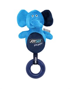 Puppy Игрушка для собак Слоник с резиновым кольцом и пищалкой размер S M голубой 21 см Joyser