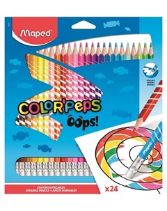 Карандаши цветные C ластиком Color peps Oops 24 цв пластик 832824 Maped