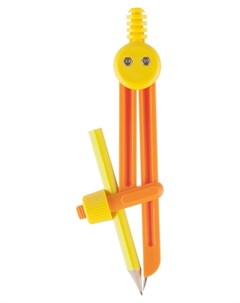 Циркуль пластиковый длина 135мм с карандашом оранжевый блистер №1 school