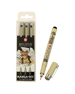Ручка капиллярная набор Pigma Micron Manga 3 штуки 0 1 0 5 0 8 чёрный Sakura