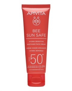 Крем Bee Sun Safe Hydra Sensitive Soothing Face Cream SPF50 Солнцезащитный Успокаивающий для Чувстви Apivita