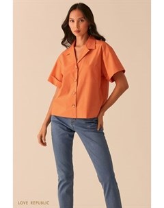 Оранжевая oversize рубашка с отложным воротником Love republic