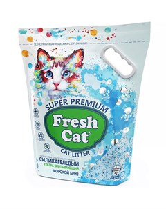 Наполнитель для кошачьего туалета силикагелевый впитывающий с ароматом Морской бриз 5л Fresh cat