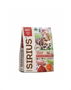 Сухой корм для взрослых кошек мясной рацион 0 4 кг Сириус