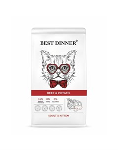 Adult Kitten сухой корм для котят с говядиной и картофелем 0 4 кг Best dinner