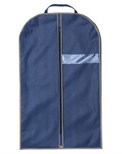 Чехол для одежды из спанбонда с окошком синий кант серый BL 100 60 Nnb