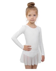 Купальник для хореографии х б длинный рукав юбка сетка размер 30 цвет белый Grace dance