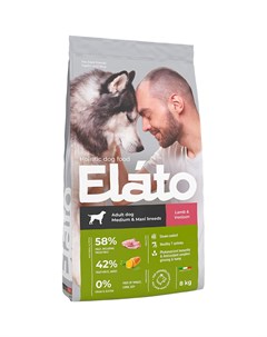 Корм для собак Holistic для средних и крупных пород ягненок с олениной 8 кг Elato