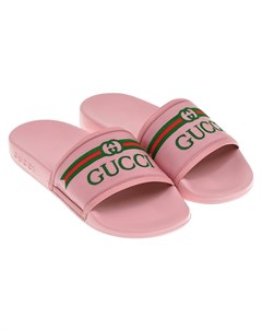 Розовые шлепки с логотипом Gucci