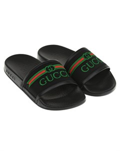 Черные шлепки с логотипом Gucci