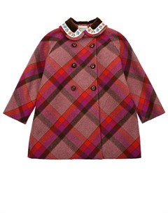 Шерстяное пальто с вышивкой на воротнике детское Gucci