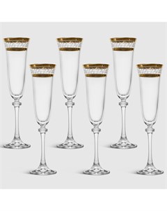 Набор рюмок для шампанского ASIO декор Панто золото 190 мл 6 шт Crystalite bohemia