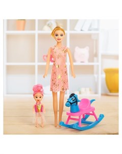 Кукла модель Оля с малышкой на качалке Кнр игрушки