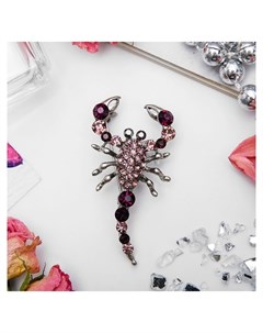 Брошь Скорпион цвет розово фиолетовый в черненом серебре Queen fair