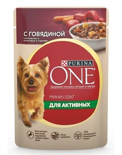 Влажный корм для собак One для активных мелких пород с говядиной 0 085 кг Purina