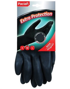 Перчатки хозяйственные неопреновые хлопчатобумажное напыление размер M Средний черные Extra Protecti Paclan