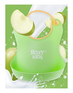 Детский нагрудник для кормления ROXY KIDS мягкий с кармашком и застежкой цвета в ассорт Canpol babies
