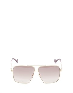 Коричневые солнцезащитные очки в металлической оправе навигатор Gucci