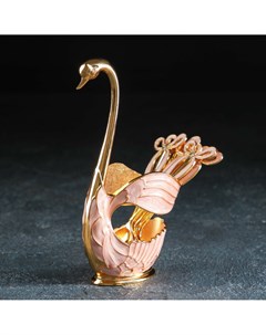 Набор ложек на подставке swan 7 5 4 5 15 см 6 шт цвет розовый Magistro