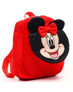 Рюкзак плюшевый на молнии с карманом 19х22 см минни маус Disney
