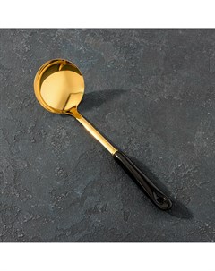 Половник цельнотянутый base 32 9 5 6 см цвет ручки чёрный цвет металла золотой Nobrand