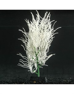 Растение силиконовое аквариумное светящееся в темноте 9 х 20 см белое Nobrand