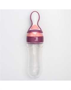 Бутылочка для кормления силиконовая с ложкой от 5 мес 90 мл цвет фиолетовый Крошка я