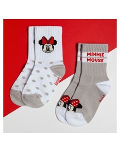 Набор носков Minnie минни маус серый белый 16 18 см Disney