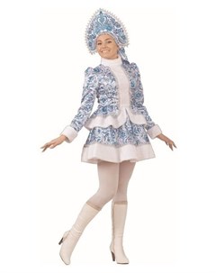 Карнавальный костюм Снегурочка голубые узоры размер 46 рост 170 см Batik