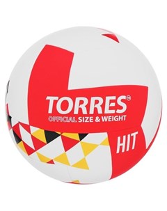 Мяч волейбольный Hit размер 5 синтетическая кожа Пу клееный бутиловая камера цвет белый красный муль Torres