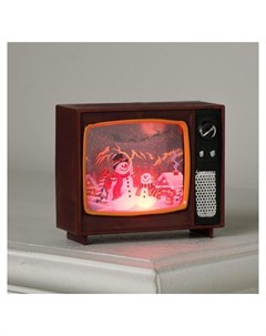 Фигура светодиодная Телевизор вишневый снеговики 4х10х8 см от бат 3хlr44 т белый Luazon home