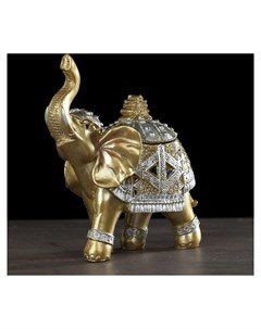 Шкатулка полистоун Золотой слон в зеркальной попоне 15х13 7х6 5 см Nnb