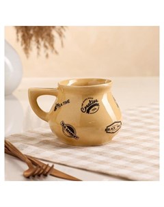 Чашка Инжир бежевая деколь чай 0 3 л Керамика ручной работы