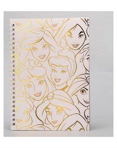 Блокнот А5 на гребне в твердой обложке с тиснением 60 листов Принцессы принцессы Disney