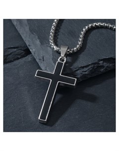 Кулон Крест перспектива цвет чёрный в серебре 70см Nnb
