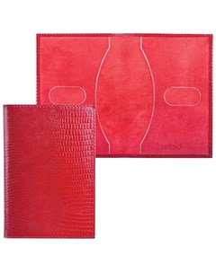Обложка для паспорта Ящерица натуральная кожа тиснение красная Befler